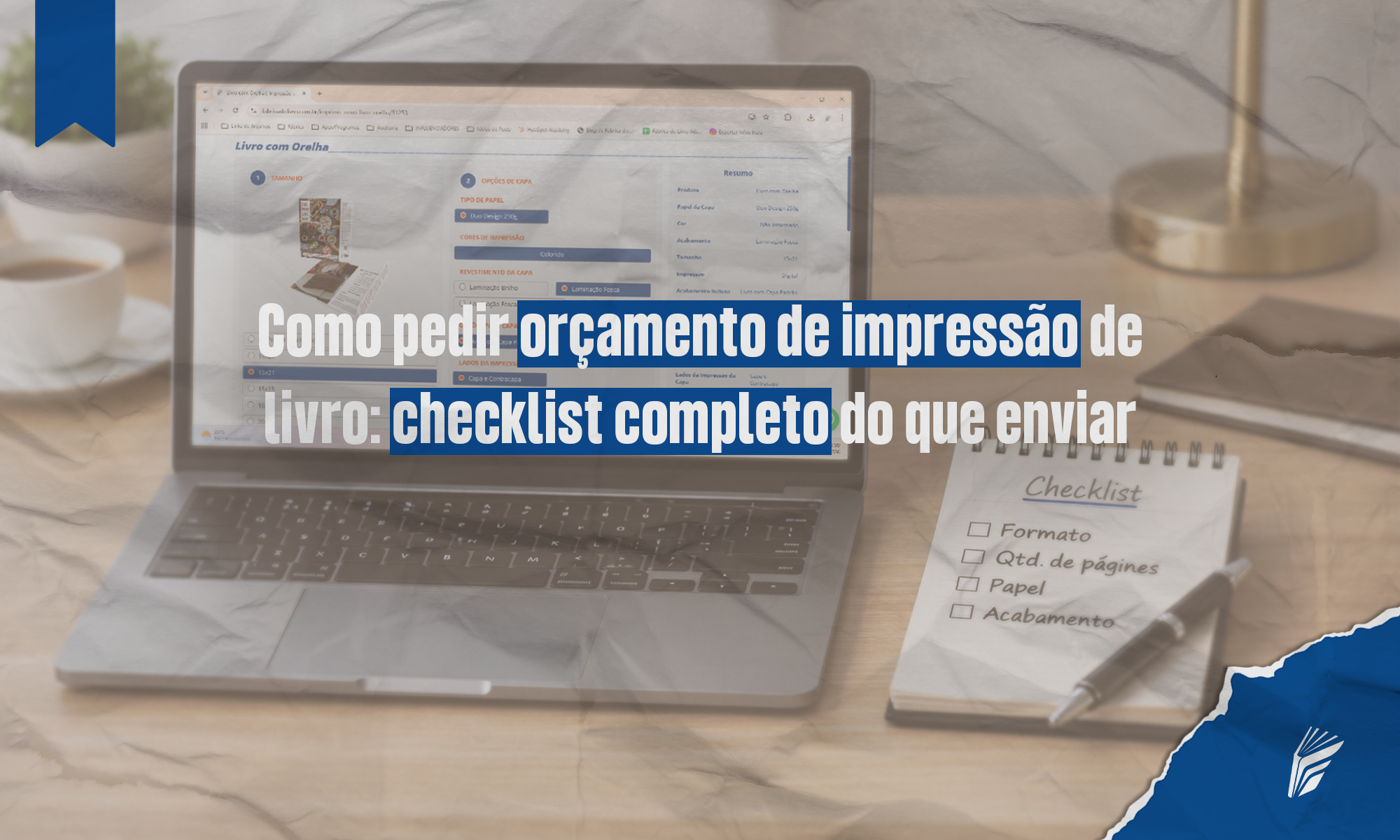 Checklist para solicitar orçamento de impressão de livro.