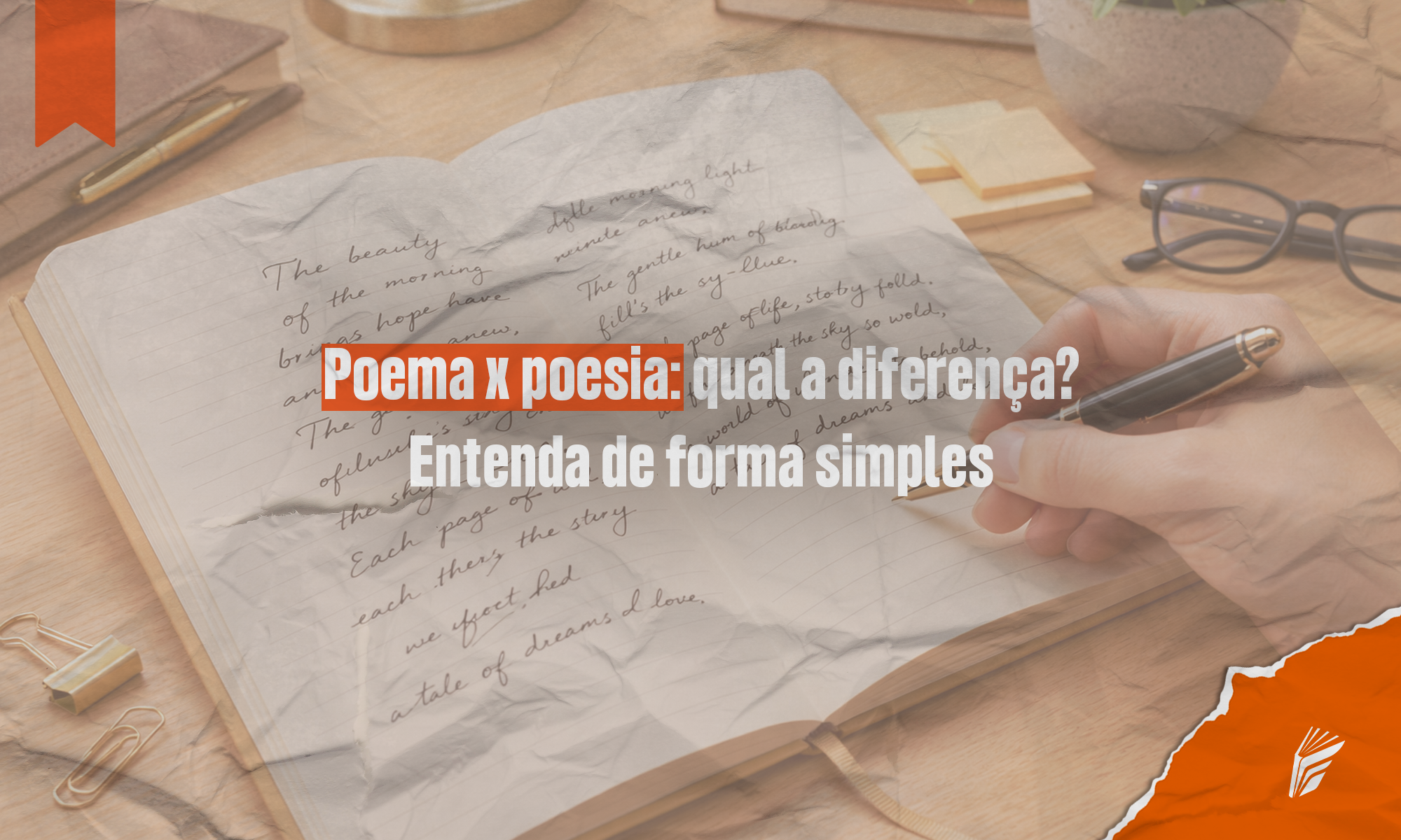 Página com poema escrito representando a diferença entre poema e poesia.